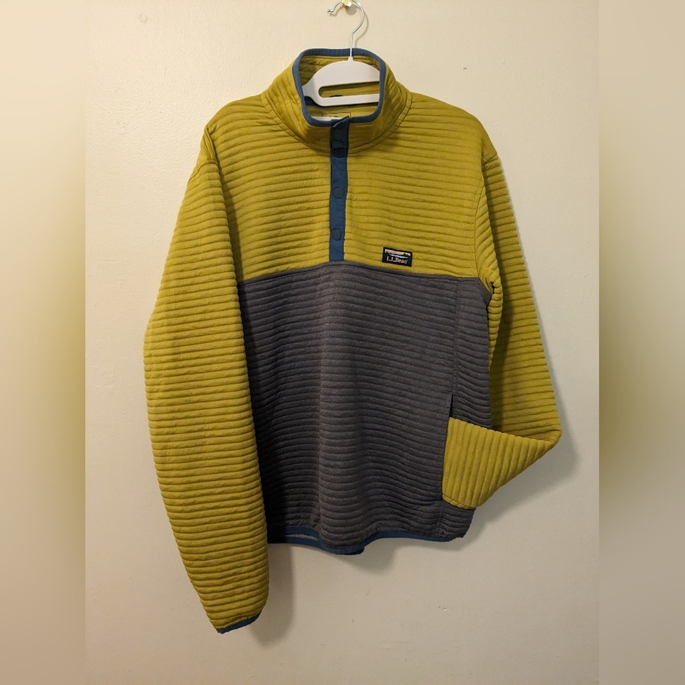 L.L. Bean Airlight Pullover Men L / Women 14/16 Citron Gray